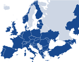 Map of the EHEA, governmental members of EQAR highlighted